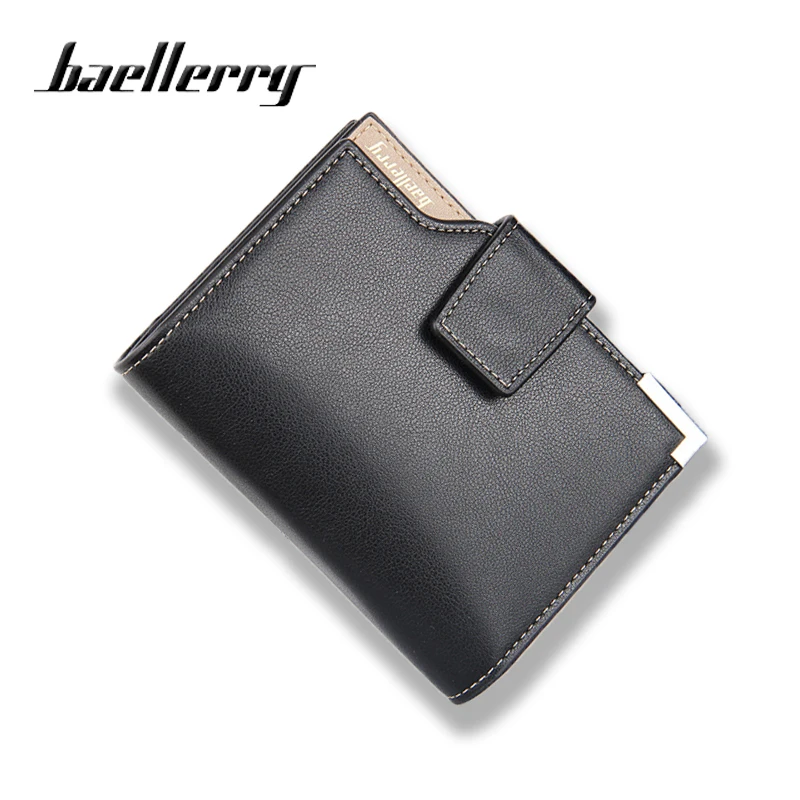

Baellerry Luxury High Quality Male Clutch Men Short Black Wallets PU Leather Photo Card Holder Coin Pocket Purse Men's Money Bag