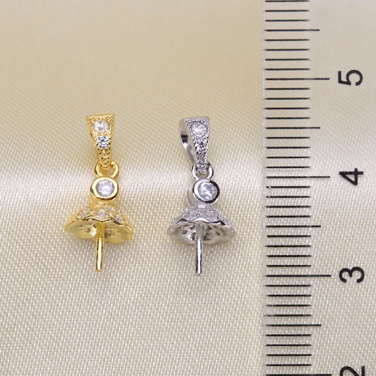 

3pcs/lot DIY Jewellery 925 Silver Pearl Pendant Exquisite Necklace Pendant Setting Findings Parts Fittings Women Accessories