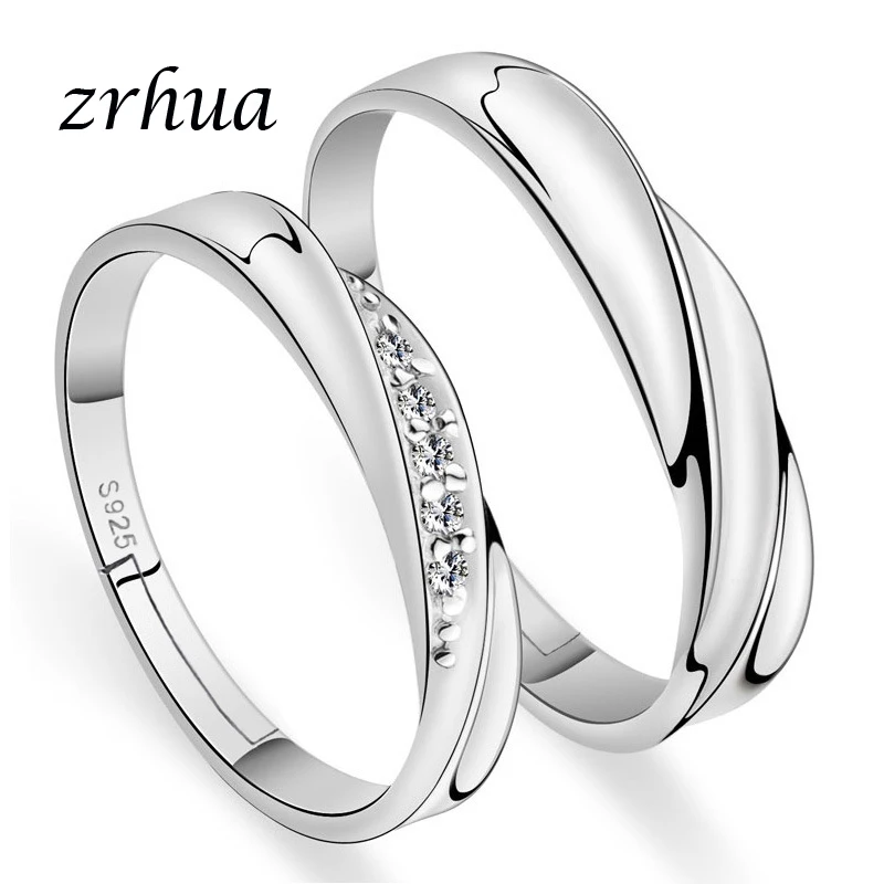 

ZRHUA Classic Couple Rings For Women & Men Fashion Simple Jewelry Eternity Love Gift Shiny Silver 925 Anillos Engagement Anel