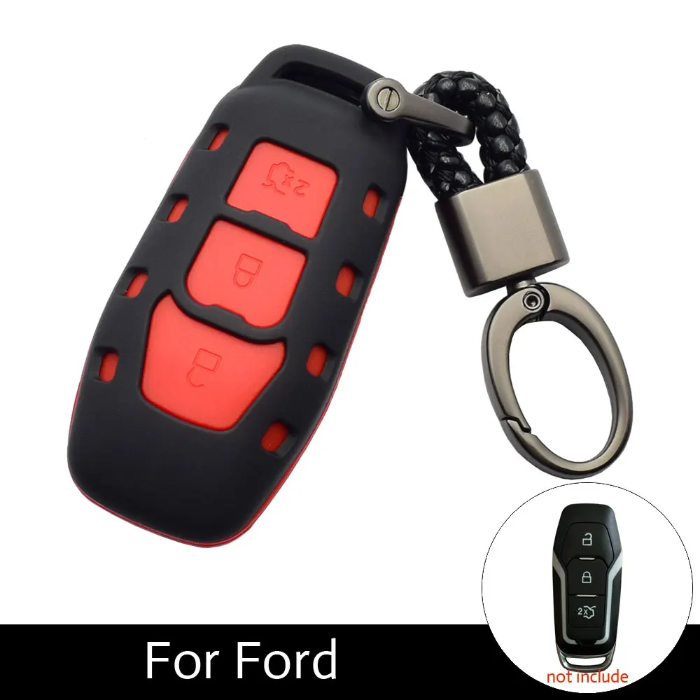 

ATOBABI 3 Button Car Key Case ABS+Silicone Combined Remote Fob Shell Cover for Ford Everest Explorer Edge Focus Kuga Accessories