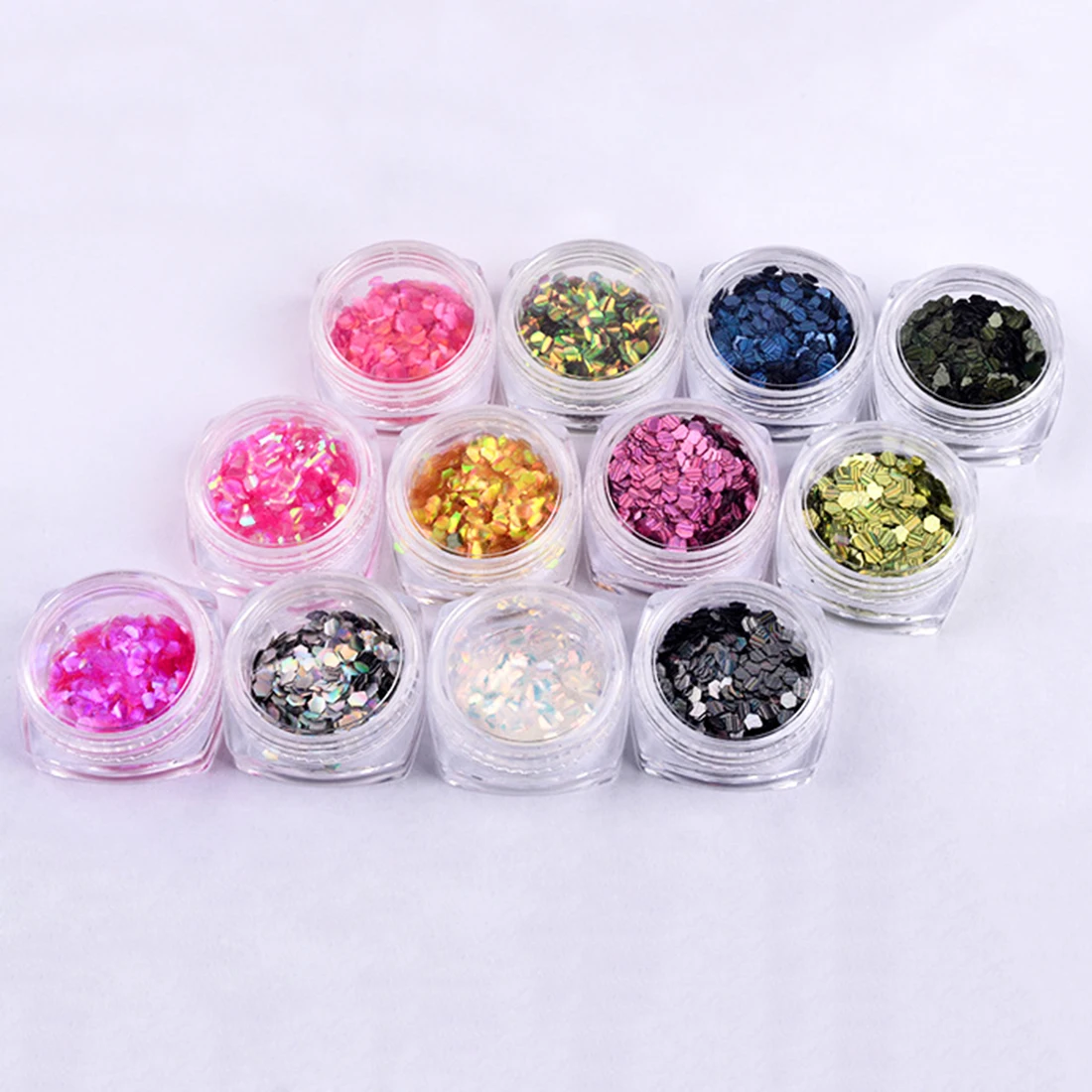 

1 Box Mermaid Scale Nail Glitter Hexagon Nail Sequins Colorful Round Paillette Manicure Laser Nail Flakes 2g Semi-transparent