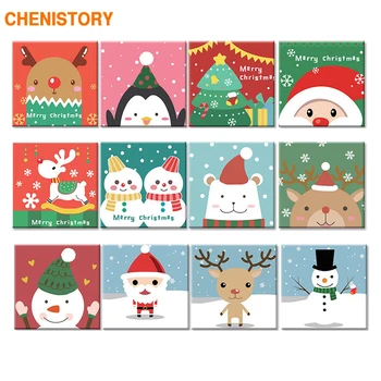 

CHENISTORY Frame Kids Image DIY Painting By Numbers Cartoon Snow Christmas Wall Art Picture Canvas Painting For Children 20x20cm