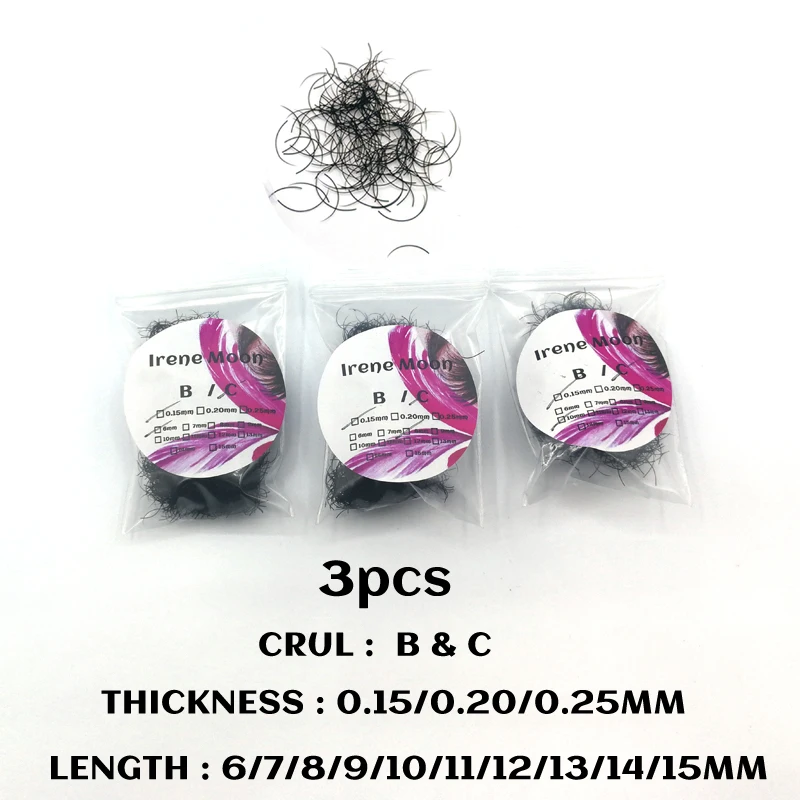 

C Curl Silk Individual False Eyelashes 0.15/0.20/0.25mm(Thickness) 6/8/10/12/14mm(Length) Eyelashes Extension 1g/pack 3 packs