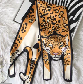 Популярные шарфы, трехмерный шелковый шарф с животными, тигр, кошка, собака, шарф для родителей и детей, уникальный дизайн, сумка - Цвет: Цвет: желтый