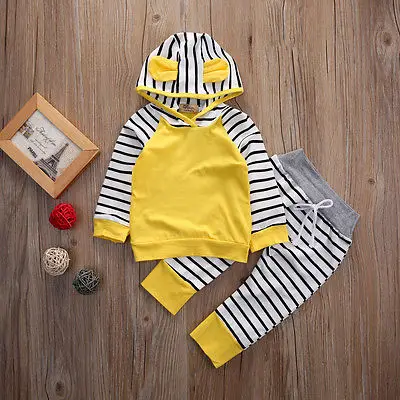 

Newborn Baby Boys Girls Romper Hooded Sweatshirt Pants Zebra Striped Long Sleeve hoodie Infant kids Fall clothes Clohting Sers