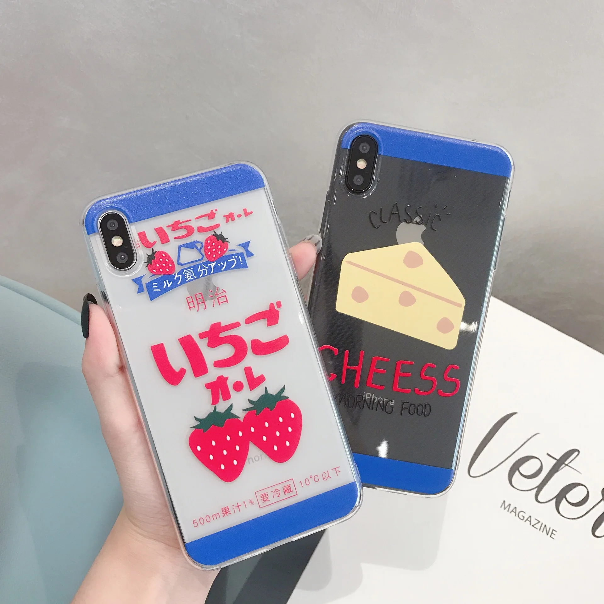 Cute Japanese Strawberry Cheese bread Transparent Phone Case For iPhone