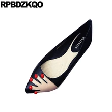 Увеличение высоты вечеринка надевать черный Остроконечные Китай Женская платье обувь печатные плоские итальянский красный дизайнер большой размер европейская весенняя осень отправка капель последние красивая Мода