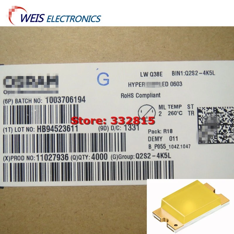 20PCS LWQ38E Q2S2 4K5L LW Q38E CHIPLED 0603 white (0.3, 0.28) 36 lm/W