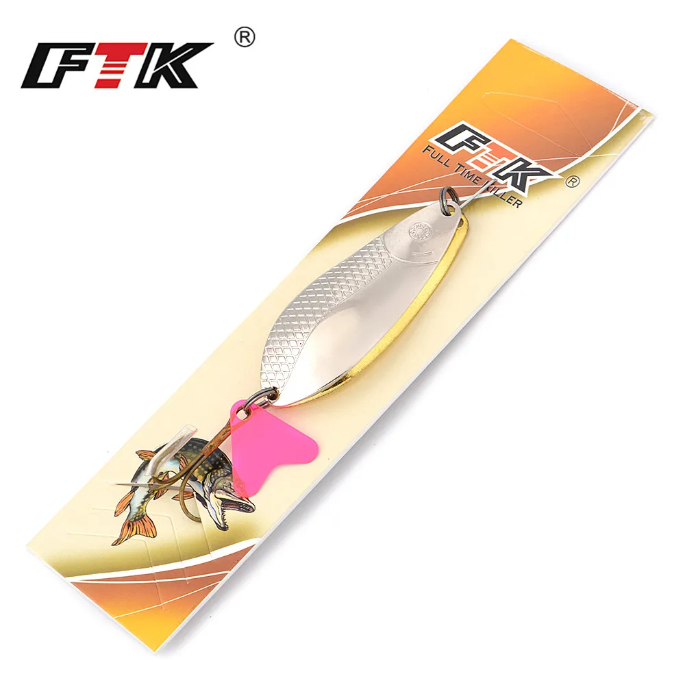 

FTK 1PC Metal Spinner Fishing Lure Hard Baits Spoon 9.5cm/18g With 2# Hook Sequin Paillette Wobbler Pesca Tackle