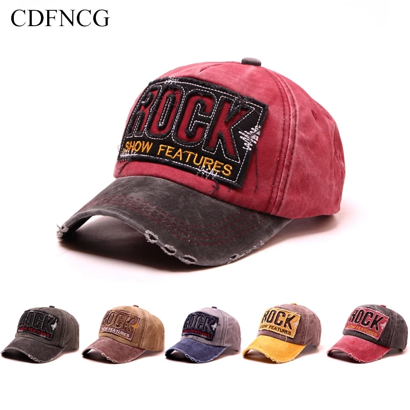 

CDFNCG 2019 Spring Summer Snapback Pop Hip Hop Vintage Baseball Cap Embroidery ROCK Sun Dad Hat for Men Women Cotton Streetwear