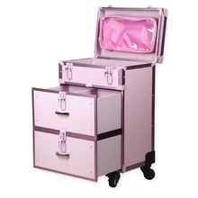 Алюминиевый ПВХ макияж коробка с тележкой Профессиональный munsu beauty чехол ith drawbars универсальные колеса