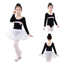 Детская Одежда для танцев, платье с длинными рукавами, хлопковая Одежда для танцев