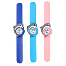 Спортивные наручные часы для девочек и мальчиков, детские часы с изображением дельфина из мультфильма, Силиконовые кварцевые часы с кругами, 3D милые детские часы, детские часы, подарки