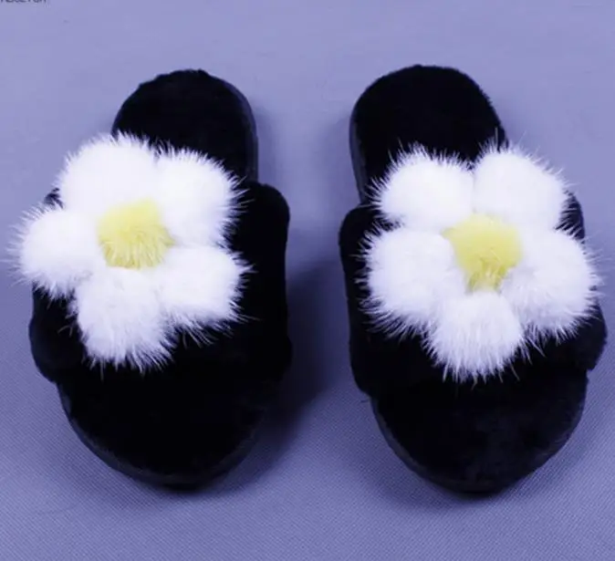 Women Fur Slippers Fashion Spring Summer Autumn Plush Slippers Fluffy Fur Slides Flip Flops Flat Shoes