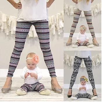 Fashion Cool Matching Mother Daughter Clothes Women Xmas Snowflake Reindeer Girls Leggings Slim Pants Trousers