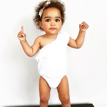 

Fashion bare shoulder baby girl summer romper soft toddler overalls cute cotton infant girls jumpsuit sleeveless toddler romper