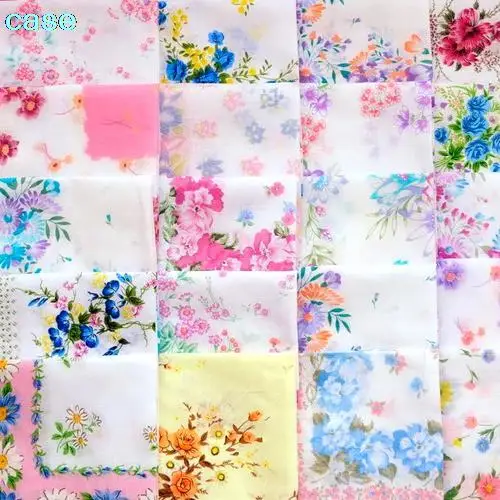 

10 pcs Handkerchief Antique Floral Embroidered Scarf Hankie Mint