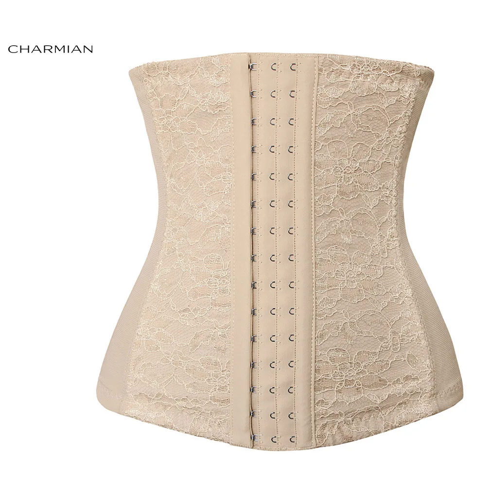 Charmian Women's Tummy Control Hourglass Shapers Black Floral Lace