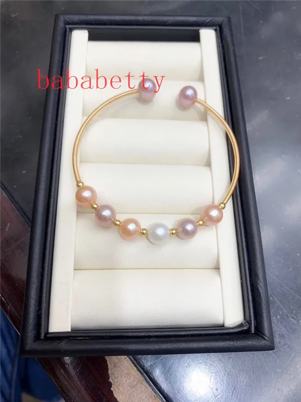 

New Design 6-7mm natural freshwater white multicolor pearl handmade resized adjustable bracelets
