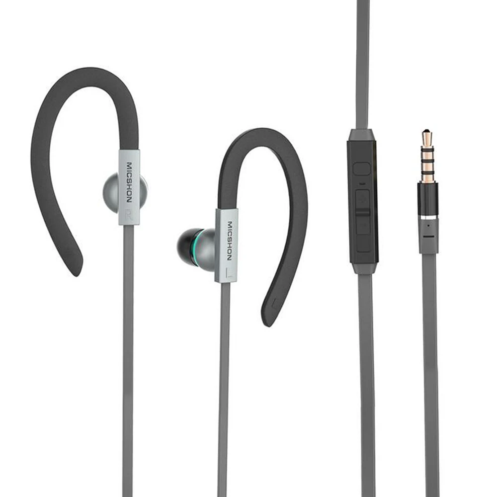Earphone With Microphone For Phone Sport Ear Hook 3.5mm Jack Headphones  Running HIFI Headset Earbuds Noise Cancelling  For Sony