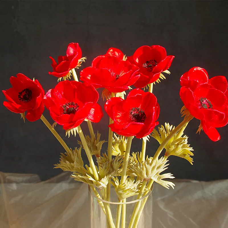 

INDIGO- 10pcs Anemone Flower Home Decoration Pasqueflower Wedding Artificial Flower Floral Event Party Flower Free Shipping