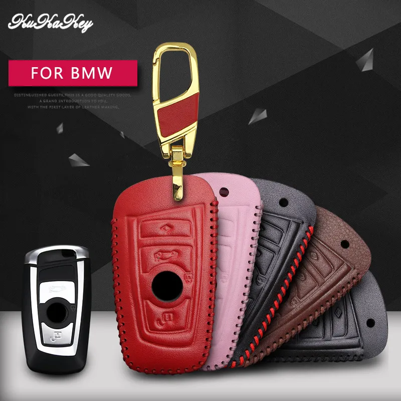 

KUKAKEY Car Key Case Cover For BMW 1 2 3 4 5 6 7 3 5 GT X3 X4 Genuine leather key Chain Shell Accessories Car Styling