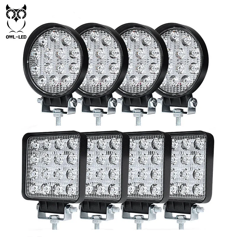 

4 inch 48W LED Work Light Flood Spot Driving Lamp for Lada Truck Trailer SUV OffRoad Boat 12V 24V 4WD Car Styling Fog Lights