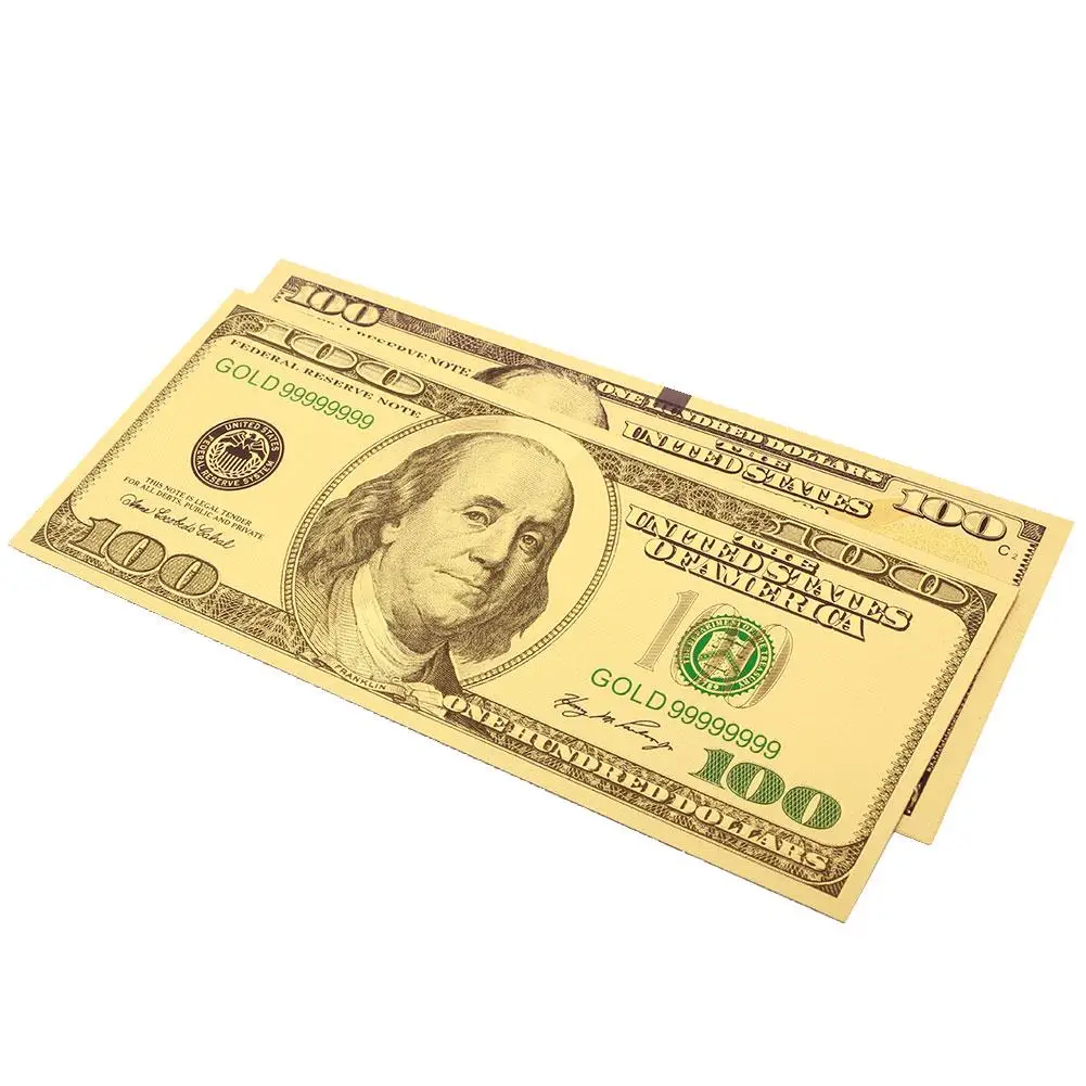 

100 Dollar Bills Banknotes Collection Coin Antique Plated Gold Decoration 2PCS/Set Realistic Fake Money