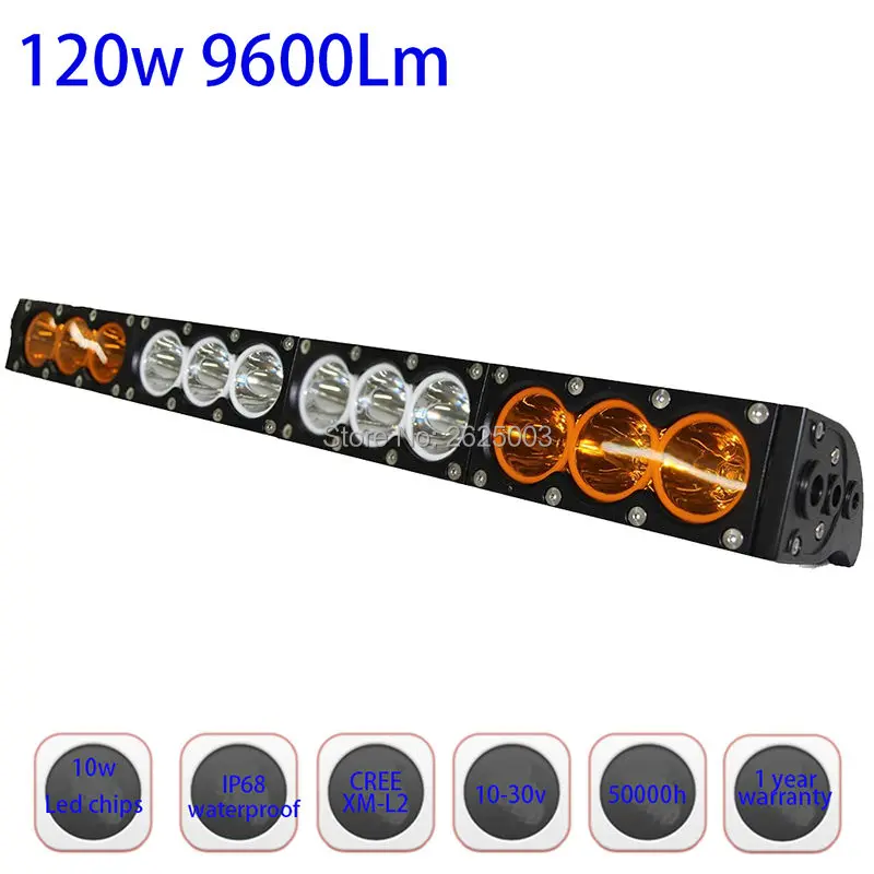 

120w 22inch Dual Row White Amber Single Staright Row Led Driving Led Bar with Cree 10W High Light Output for Offroad Truck Auto