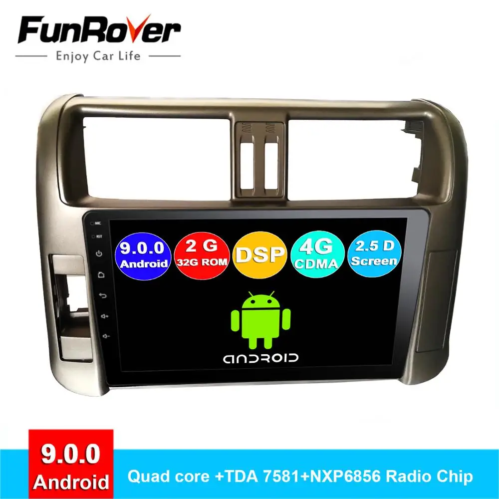 Sale Funrover Android 9.0 2.5D+IPS Car Radio For Toyota Prado 150 2010 2011 2012 2013 dvd Multimedia player navigation system stereo 0