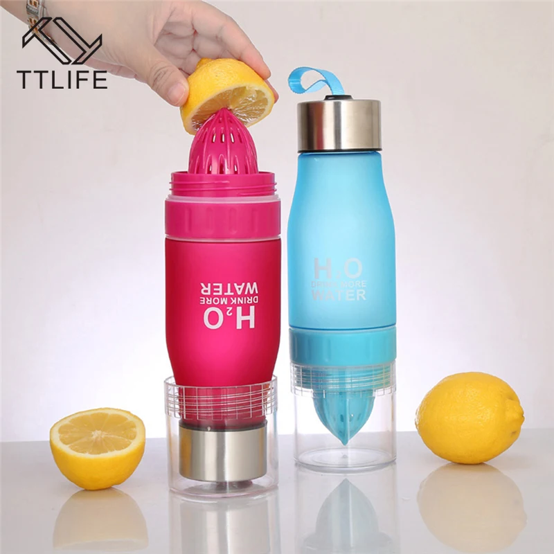 TTLIFE هدية 650 مللي H2O كوب بلاستيك لحفظ عصير الليمون الفاكهة غطاء زجاجة مياه أبيض Drinkware ل في الهواء الطلق المحمولة شاكر زجاجة رياضية BPA الحرة