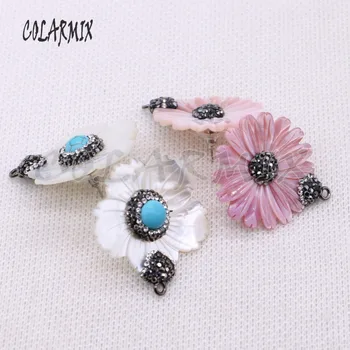 

5 pairs natural flower stud shell pearl stud earrings jewelry finding for handcrafted jewelry stud accessories for earrings 4158