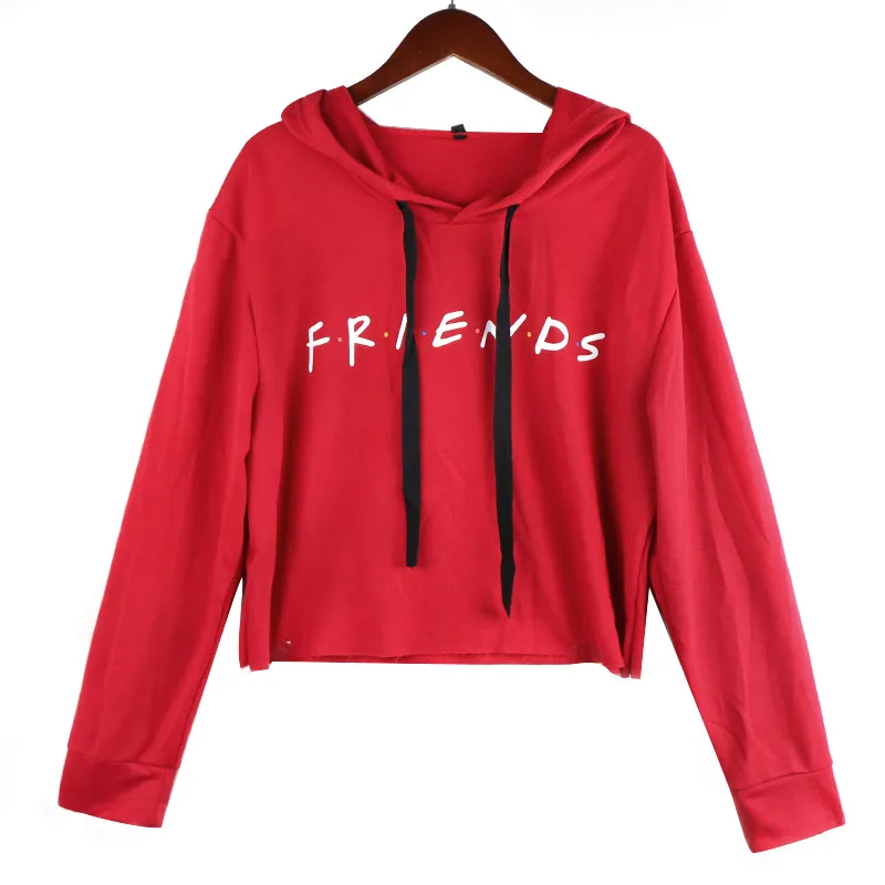 

Hoodies Sweatshirt Women Friends Letter Print Casual Pullover Harajuku O-Neck Long Sleeve Crop Top Sweatshirts 2019 Fashion