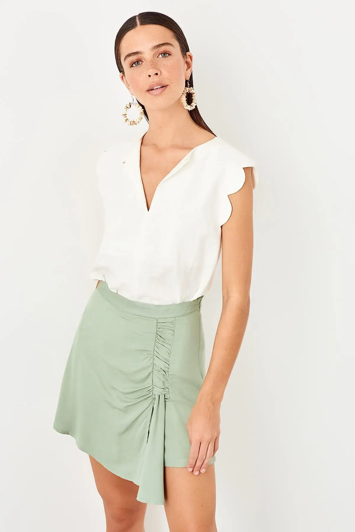 Trendyol Mint Fronting Shir detayymi шорты юбка TWOSS19EH0181|Юбки| |