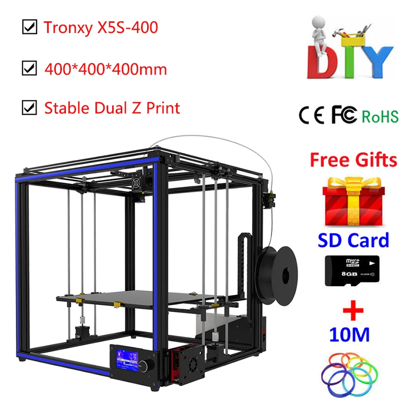 

Tronxy X5S 3d printer kit High-precision I3 Metal-Frame Aluminium Profile 3D Printer DIY With Extruder Heatbed 12864 LCD Screen