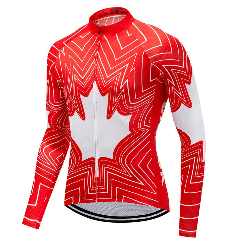 Weimostar 100 Polyester Canada Team Cycling Jersey Long Sleeve Men
