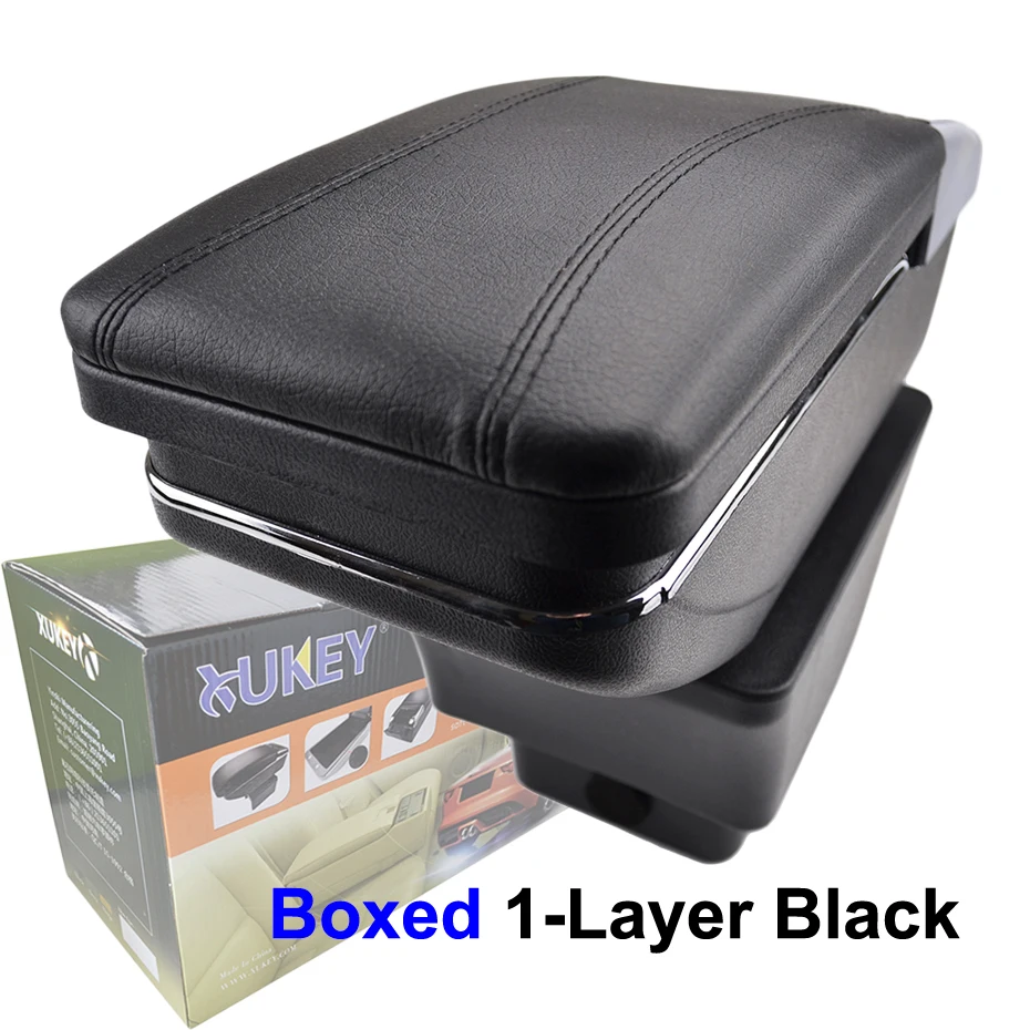 Xukey центральный подлокотник для Skoda Fabia 2 2008-2013 консоль Центр черный ящик для хранения автомобиля Стайлинг пепельница 2010 2011 - Название цвета: Boxed 1-Layer Black