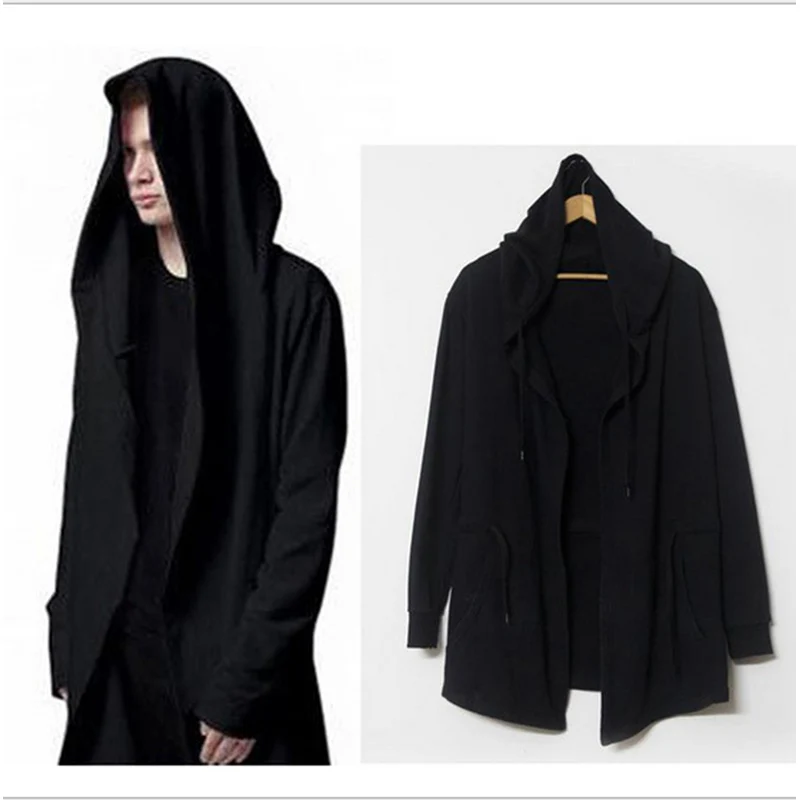 Mens Trench Cloak Tide Dark Open Cardigan Sweater Long Type Wizard