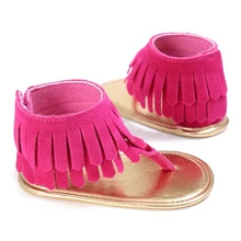 Летние детские сандалии с кисточками; мягкая подошва; искусственная кожа; детская обувь для девочек; цвет розовый, красный; 0-18 м; детская обувь
