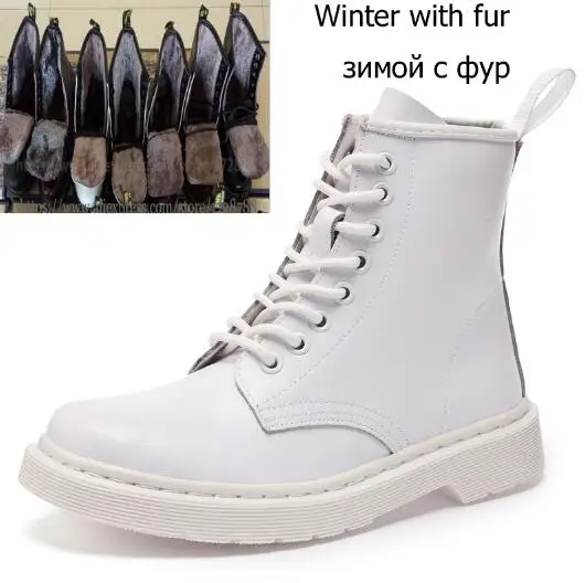 DJSUNNYMIX/Новинка; ботильоны для женщин в английском стиле; сезон осень-зима; женские кожаные ботинки из натуральной кожи; унисекс; большие размеры 35-46 - Цвет: white 2 Plush lining