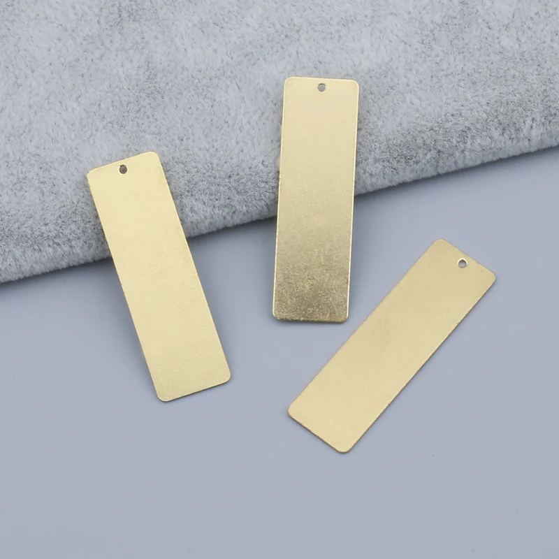 

20pcs 11x36mm Raw Brass Blank Rectangle Hanging Tags Charms Pendant For Stamping Jewelry Findings Wedding Gift Tags