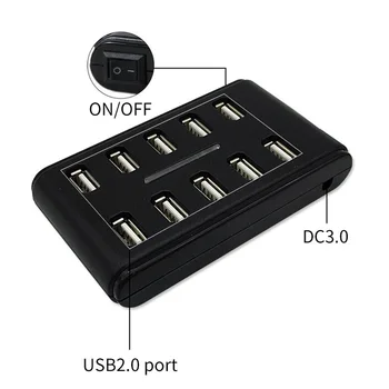 

10 Ports High Speed USB 2.0 Hub 10 Ports Personal Computer USB HUB Portable USB Splitter For PC Laptop Computer Accessories