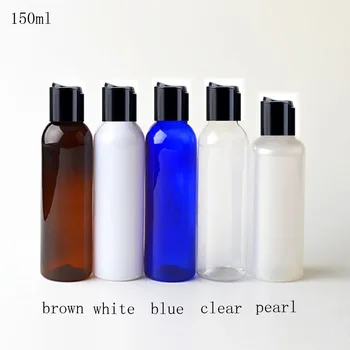 

50pcs 150ml Disc top Cap white brown bottle Empty Plastic Bottle PET Lotion Bottle plastic empty bottles for Shampoo gel