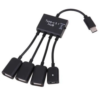 

19cm 4 Port Type-C USB Hub Multiple OTG Power Charging Cable Connector Adapter USB 3.1 Type C Hub to 4 USB 2.0 Port HUB