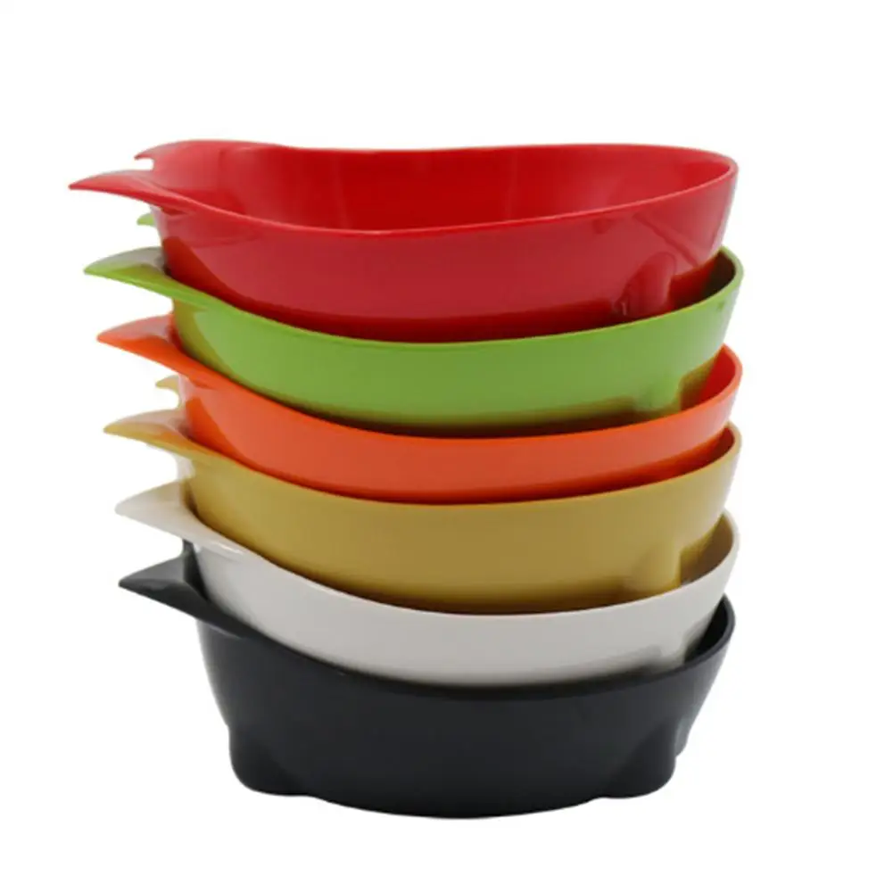 Multi Colors New Pet Bowl Cat shaped Melamine Solid Color Flat bottom