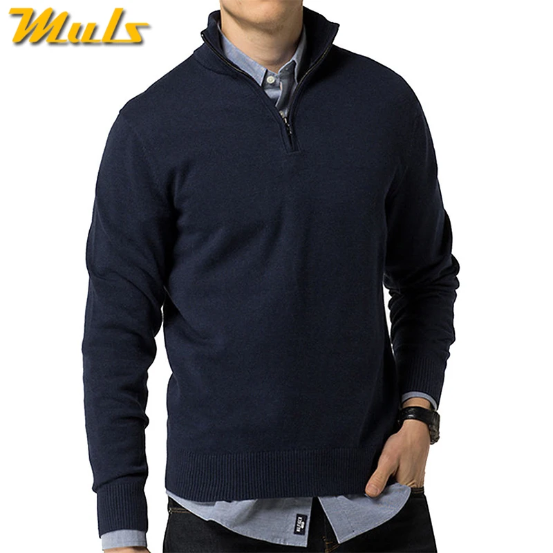 Утолщенные свитера поло мужской пуловер зимний теплый хлопок вязанный половина на молнии свитер пуловер мужской джемпер осень весна Джерси
