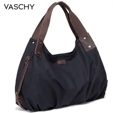 VASCHY Холщовая Сумка Хобо винтажная большая кожаная Холщовая Сумка-тоут для женщин с верхней ручкой рабочая сумка со съемным плечевым ремнем