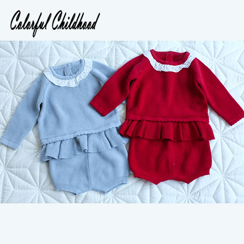 Lovely cozy infant baby clothes autumn winter ruffles lace chiffon