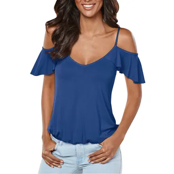 

Womail Women Cold Shoulder Back Cross T-Shirt Ladies Summer Holiday Tops 2019 T Shirt Women Summer