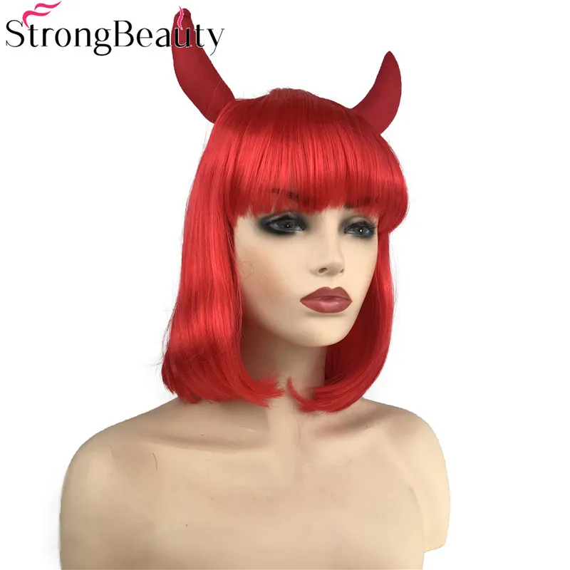 StrongBeauty Хэллоуин вечерние красные/светловолосый парик костюм блонд парик с рогами парик синтетические волосы